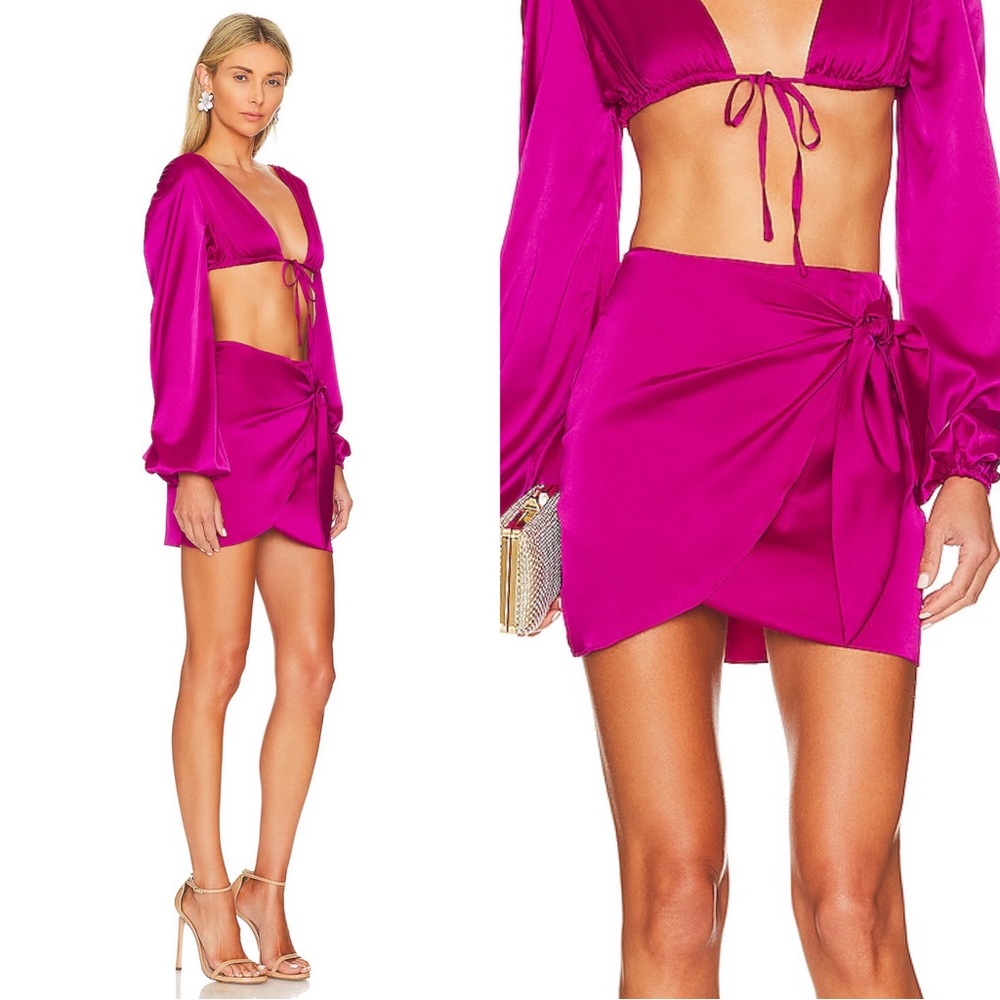 Superdown Rissa Wrap Mini Skirt in Magenta Sz. XXS Sz. 00
